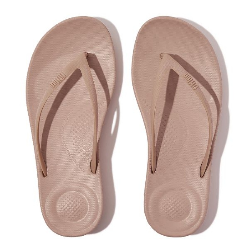 FitFlop Iqushion Ergonomic Women's Flip Flops Beige | 395NYEPOL