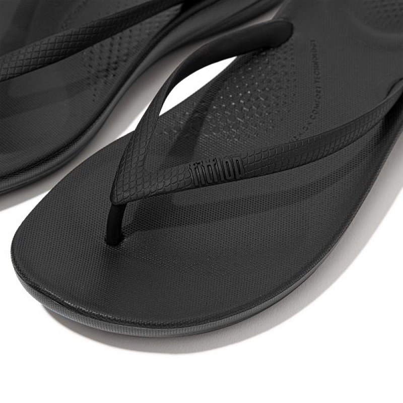 FitFlop Iqushion Ergonomic Women's Flip Flops Black | 653NLEYRK