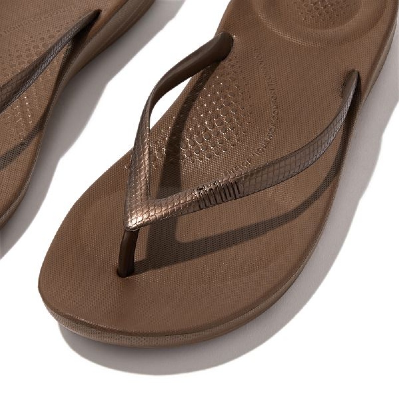 FitFlop Iqushion Ergonomic Women's Flip Flops Brown | 315RICJVF