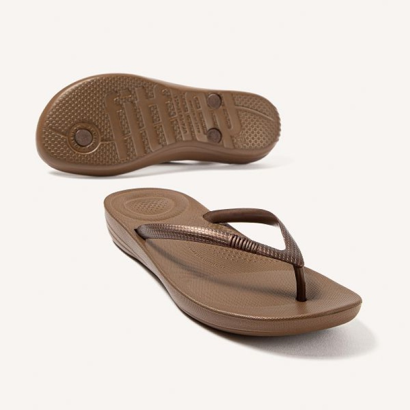 FitFlop Iqushion Ergonomic Women's Flip Flops Brown | 315RICJVF