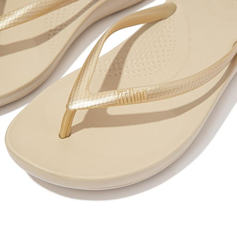 FitFlop Iqushion Ergonomic Women's Flip Flops Gold | 734NQPDWG