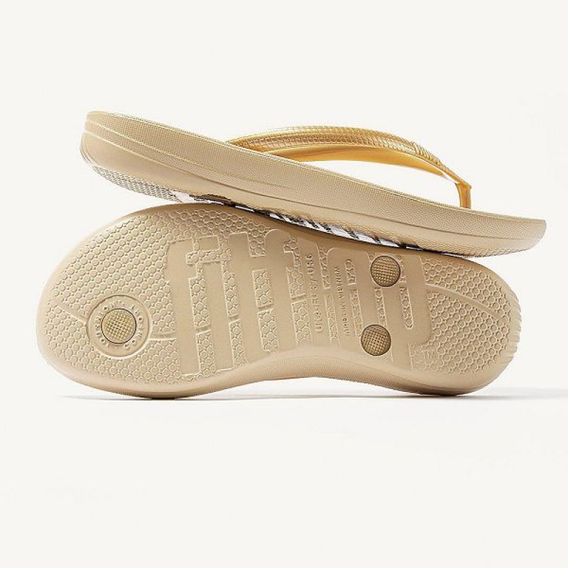 FitFlop Iqushion Ergonomic Women's Flip Flops Gold | 734NQPDWG