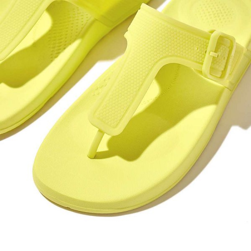 FitFlop Iqushion Glow In The Dark Adjustable Buckle Women's Flip Flops Light Green | 830RGZBDS