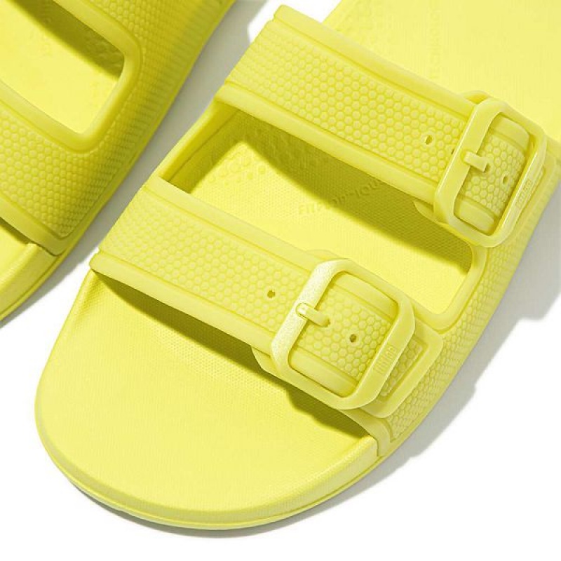 FitFlop Iqushion Glow In The Dark Two Bar Buckle Women's Slides Light Green | 378SJTWOR