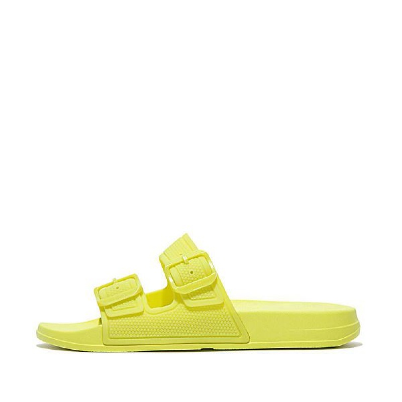 FitFlop Iqushion Glow In The Dark Two Bar Buckle Women\'s Slides Light Green | 378SJTWOR