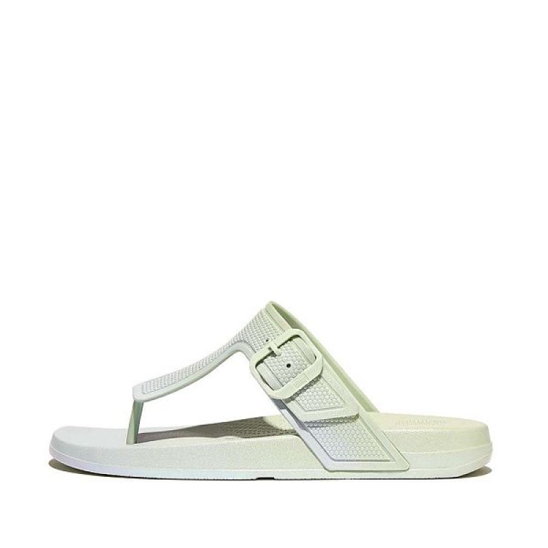 FitFlop Iqushion Iridescent Adjustable Buckle Women\'s Flip Flops Blue | 724PMLKHO