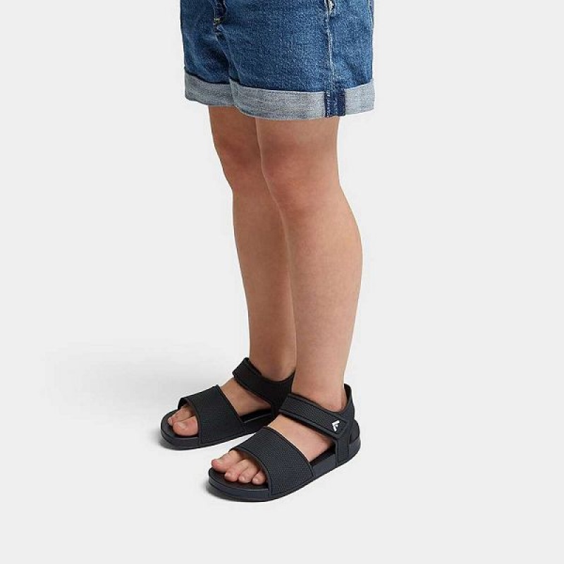 FitFlop Iqushion Junior Ergonomic Back-Strap Kids' Sandals Black | 956STQKEY