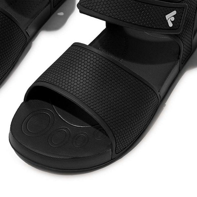 FitFlop Iqushion Junior Ergonomic Back-Strap Kids' Sandals Black | 956STQKEY