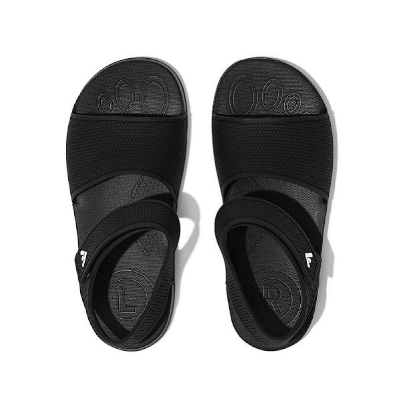 FitFlop Iqushion Junior Ergonomic Back-Strap Kids' Sandals Black | 956STQKEY