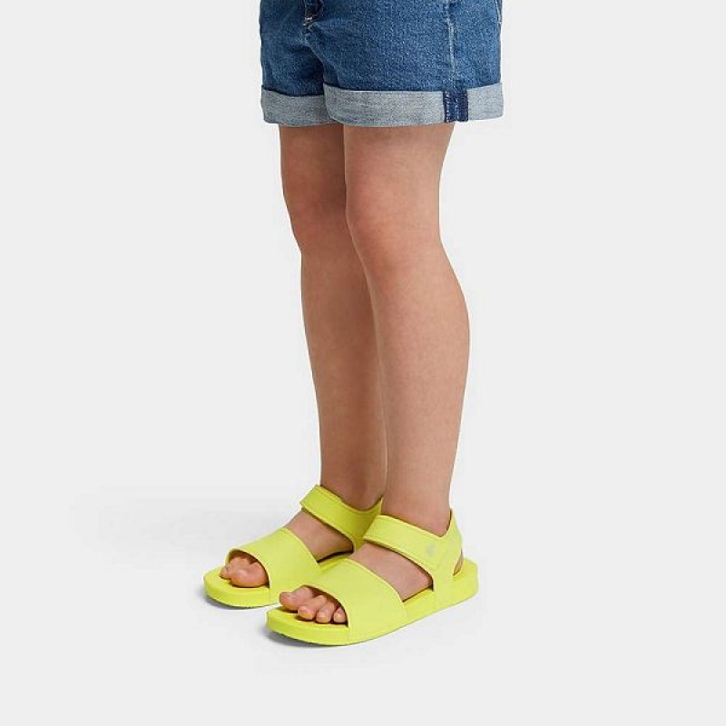 FitFlop Iqushion Junior Ergonomic Back-Strap Kids' Sandals Yellow | 590OIVNJQ