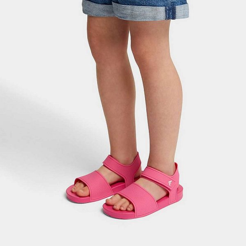 FitFlop Iqushion Junior Ergonomic Back-Strap Kids' Sandals Pink | 315PGNSVA