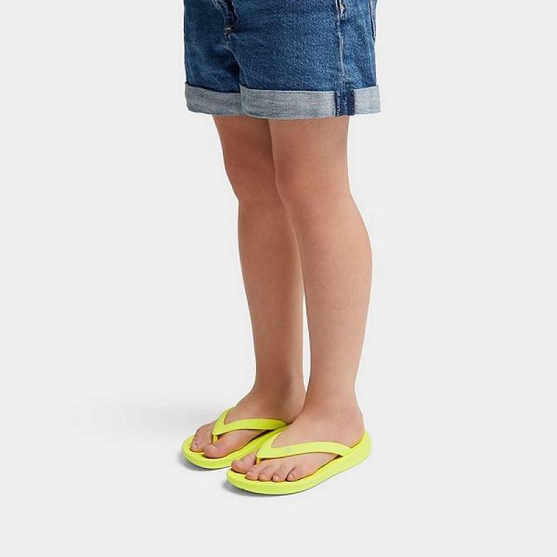 FitFlop Iqushion Junior Ergonomic Kids' Flip Flops Yellow | 548WEKBIC