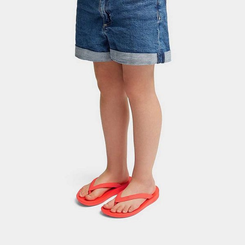 FitFlop Iqushion Junior Ergonomic Kids' Flip Flops Orange | 763TGOSEW