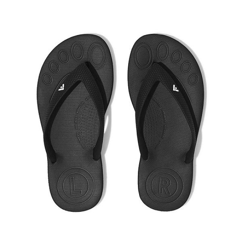 FitFlop Iqushion Junior Ergonomic Kids' Flip Flops Black | 819UCMPGA