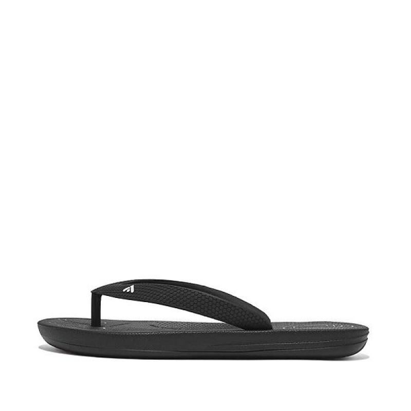 FitFlop Iqushion Junior Ergonomic Kids\' Flip Flops Black | 819UCMPGA