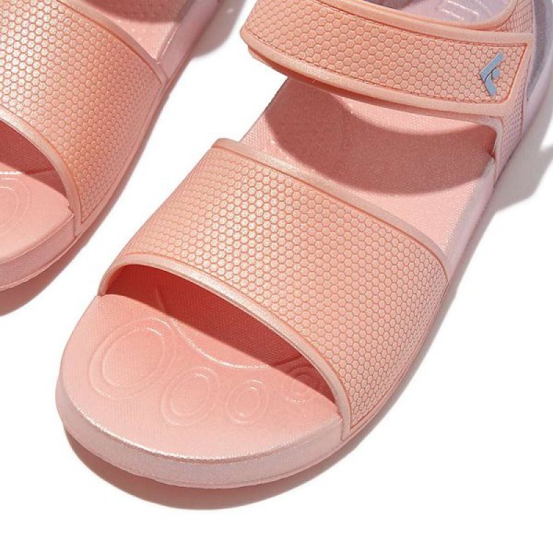 FitFlop Iqushion Junior Iridescent Ergonomic Back-Strap Kids' Sandals Coral / Purple | 516IMREDB