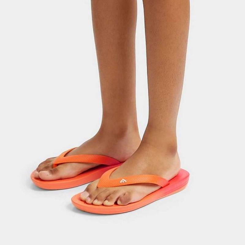 FitFlop Iqushion Junior Ombre Ergonomic Kids' Flip Flops Red / Coral | 456EUMOLR