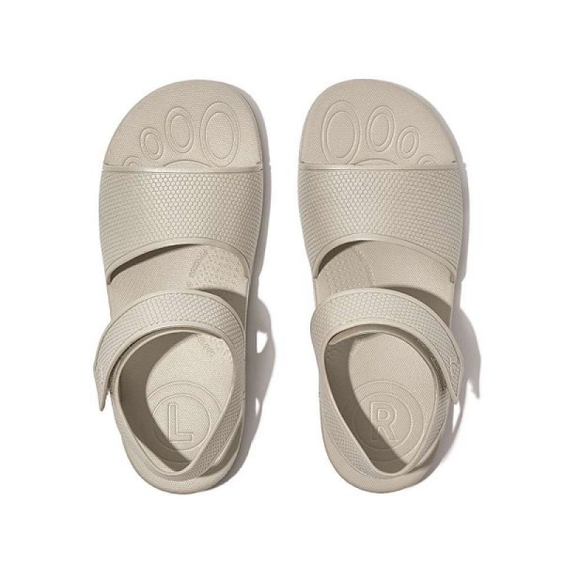 FitFlop Iqushion Junior Shimmer Ergonomic Back-Strap Kids' Sandals Silver | 054JIXSFZ