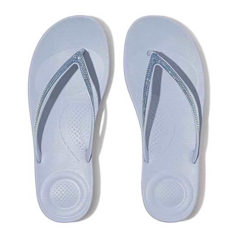 FitFlop Iqushion Ombre Sparkle Women's Flip Flops Blue | 169XBRLNI