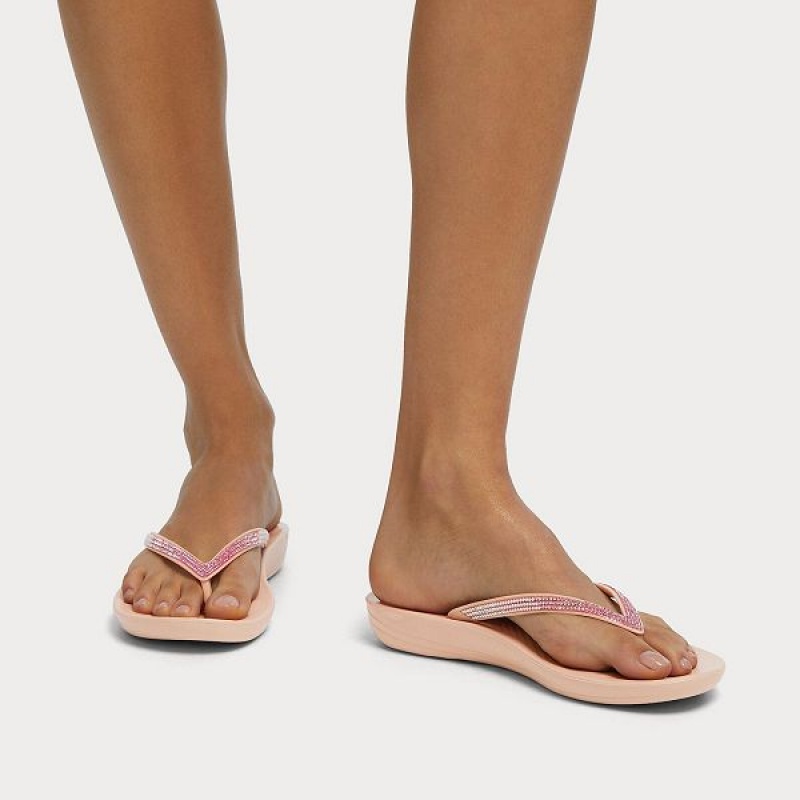 FitFlop Iqushion Ombre Sparkle Women's Flip Flops Pink | 967HCMQOZ