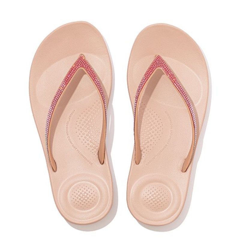 FitFlop Iqushion Ombre Sparkle Women's Flip Flops Pink | 967HCMQOZ