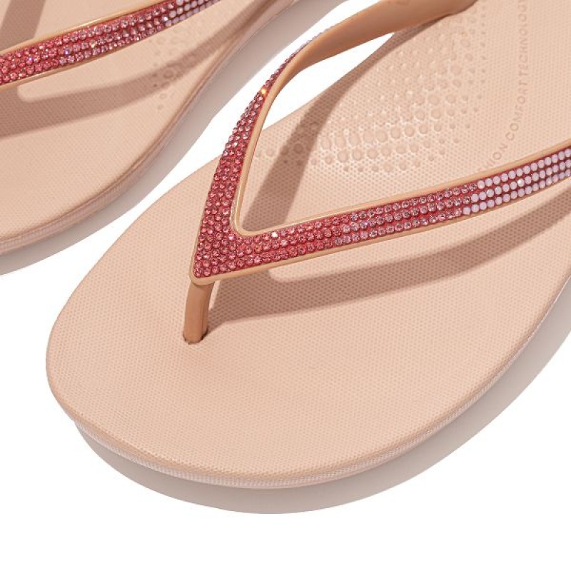 FitFlop Iqushion Ombre Sparkle Women's Flip Flops Pink | 967HCMQOZ