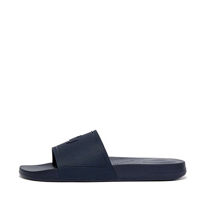 FitFlop Iqushion Pool Men\'s Slides Navy | 641PFNRKL