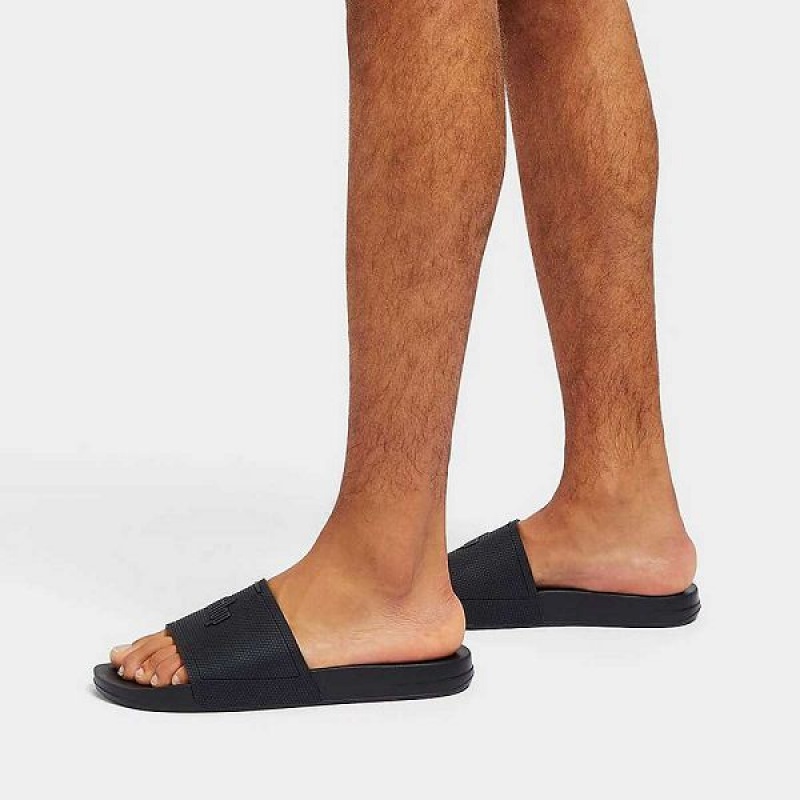 FitFlop Iqushion Pool Sliders Men's Slides Black | 284YTEFZV