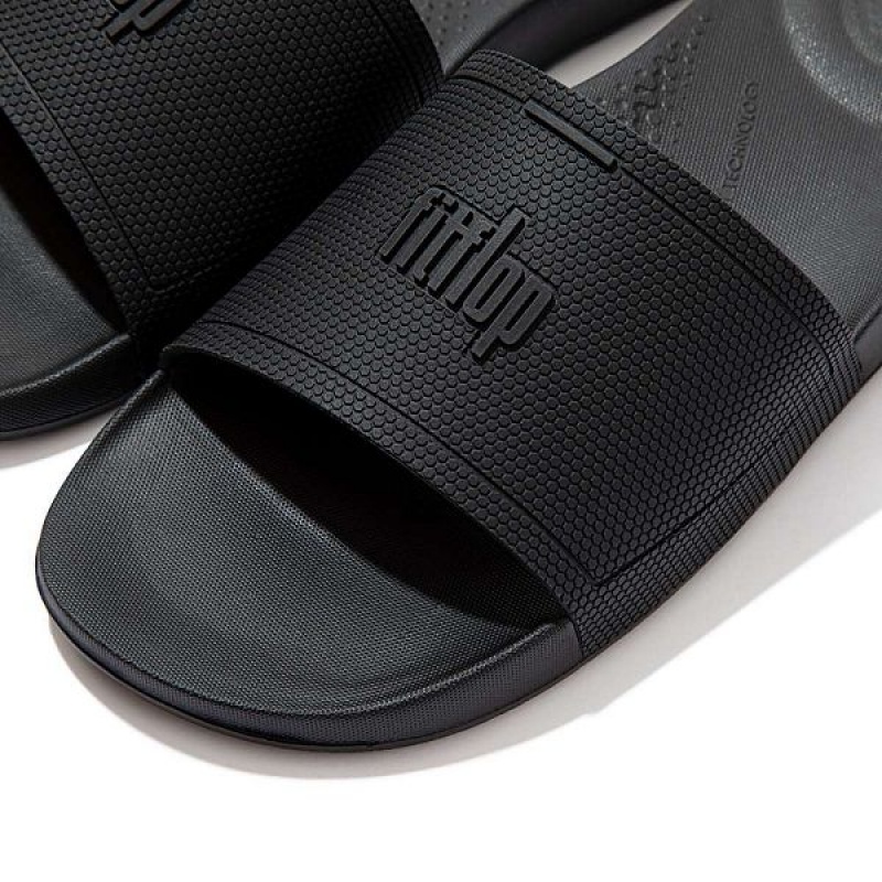 FitFlop Iqushion Pool Sliders Men's Slides Black | 284YTEFZV