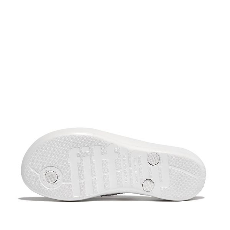 FitFlop Iqushion Sparkle Ergonomic Women's Flip Flops White | 147NUWLIR