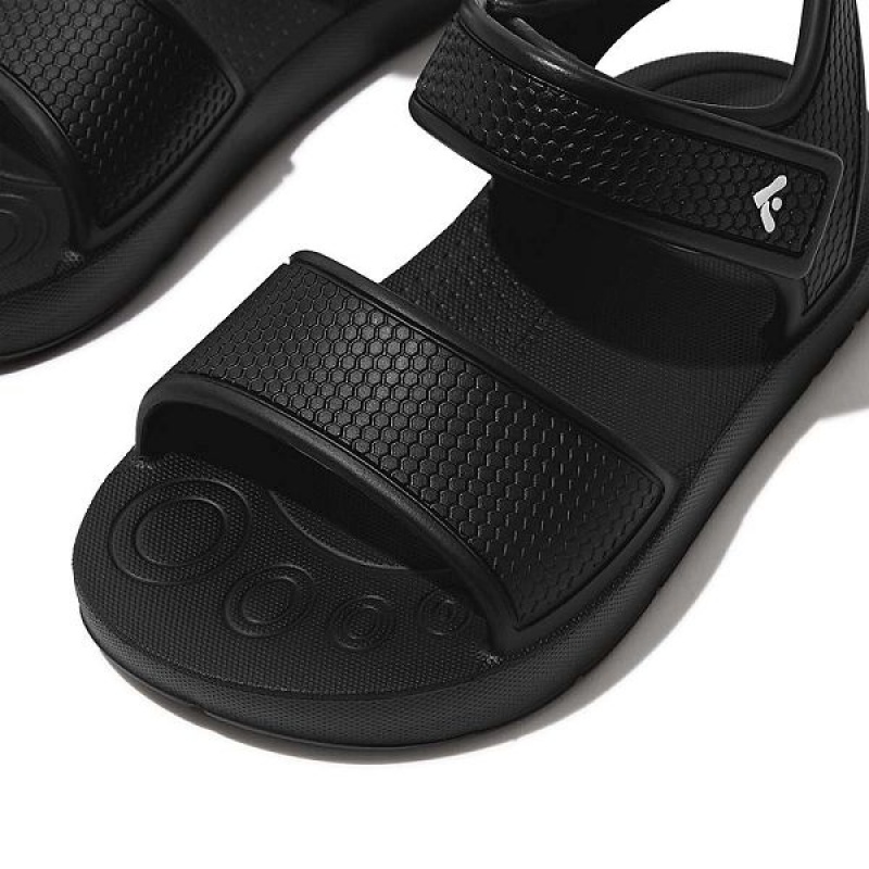 FitFlop Iqushion Toddler Ergonomic Back-Strap Kids' Sandals Black | 531YHNJGK