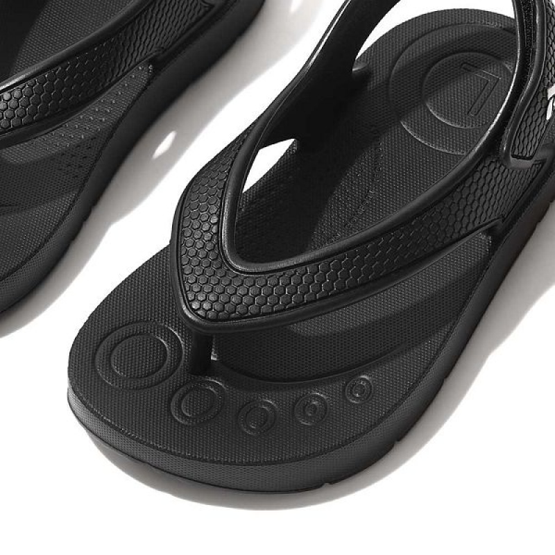 FitFlop Iqushion Toddler Ergonomic Back-Strap Kids' Flip Flops Black | 540DYERQF