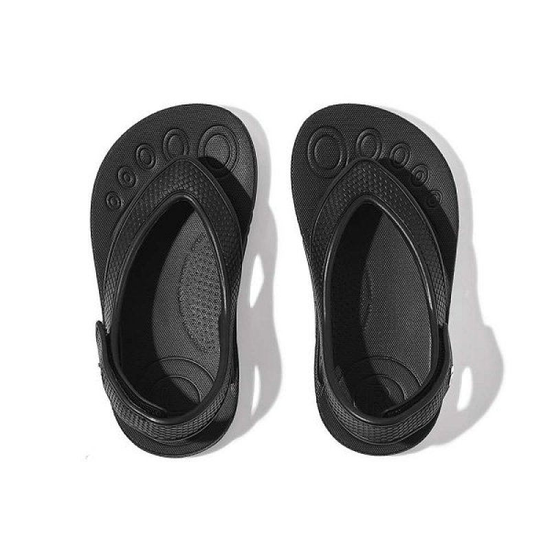 FitFlop Iqushion Toddler Ergonomic Back-Strap Kids' Flip Flops Black | 540DYERQF