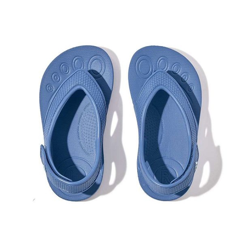 FitFlop Iqushion Toddler Ergonomic Back-Strap Kids' Flip Flops Blue | 427AMDKJN