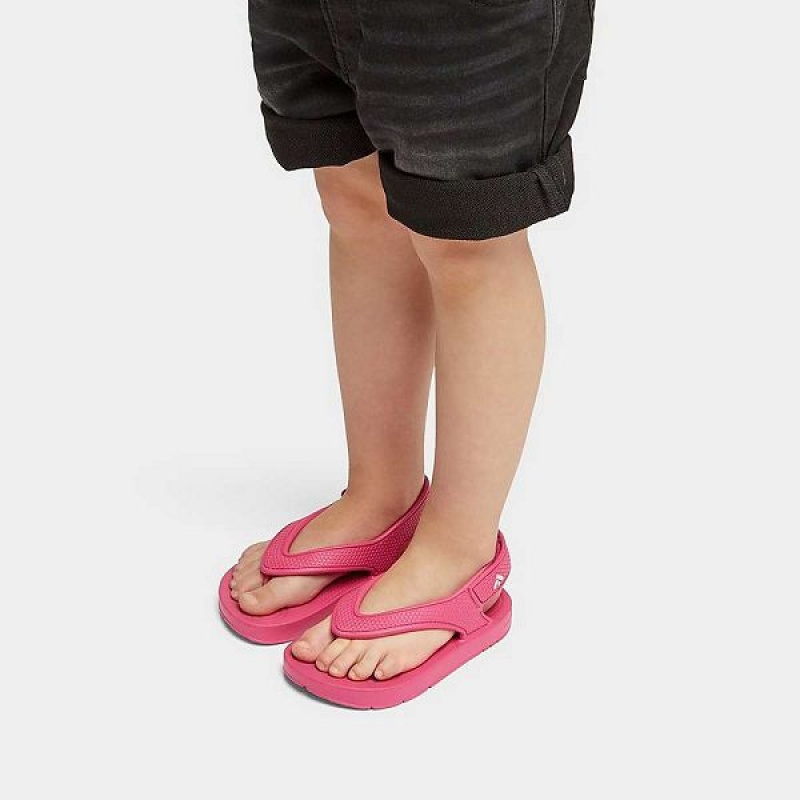 FitFlop Iqushion Toddler Ergonomic Back-Strap Kids' Flip Flops Pink | 783DPAOJF