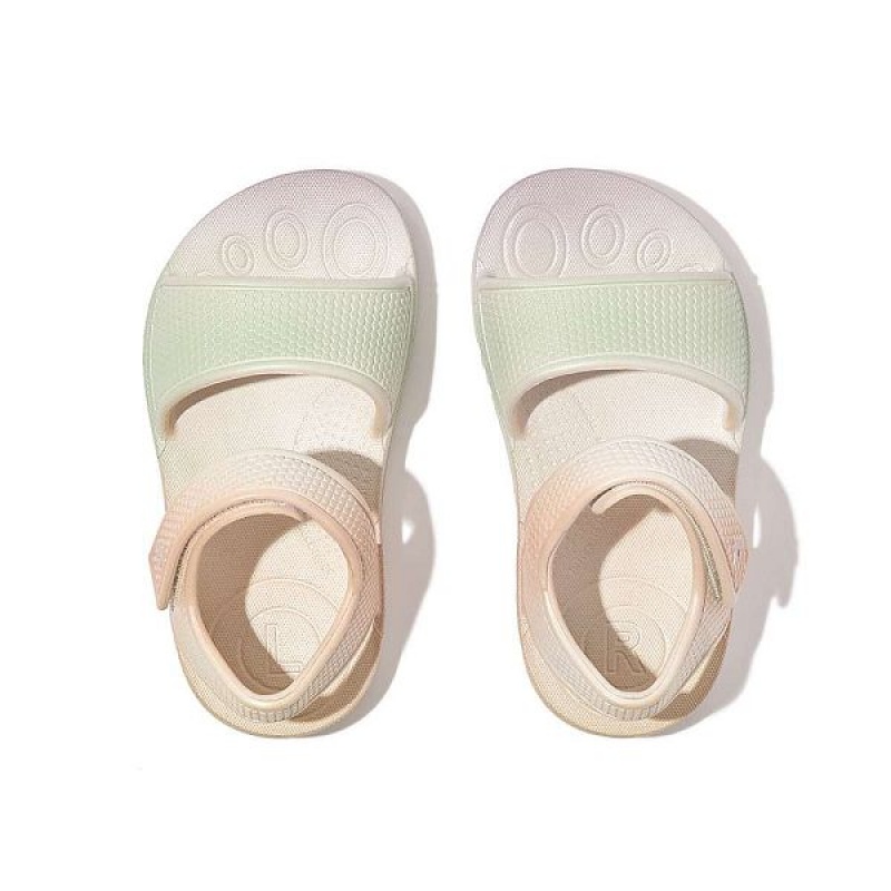 FitFlop Iqushion Toddler Iridescent Ergonomic Back-Strap Kids' Sandals White | 620SVTXBJ