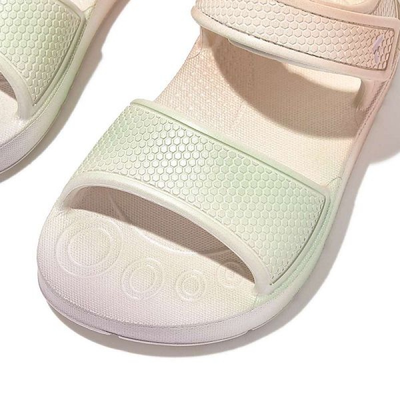 FitFlop Iqushion Toddler Iridescent Ergonomic Back-Strap Kids' Sandals White | 620SVTXBJ