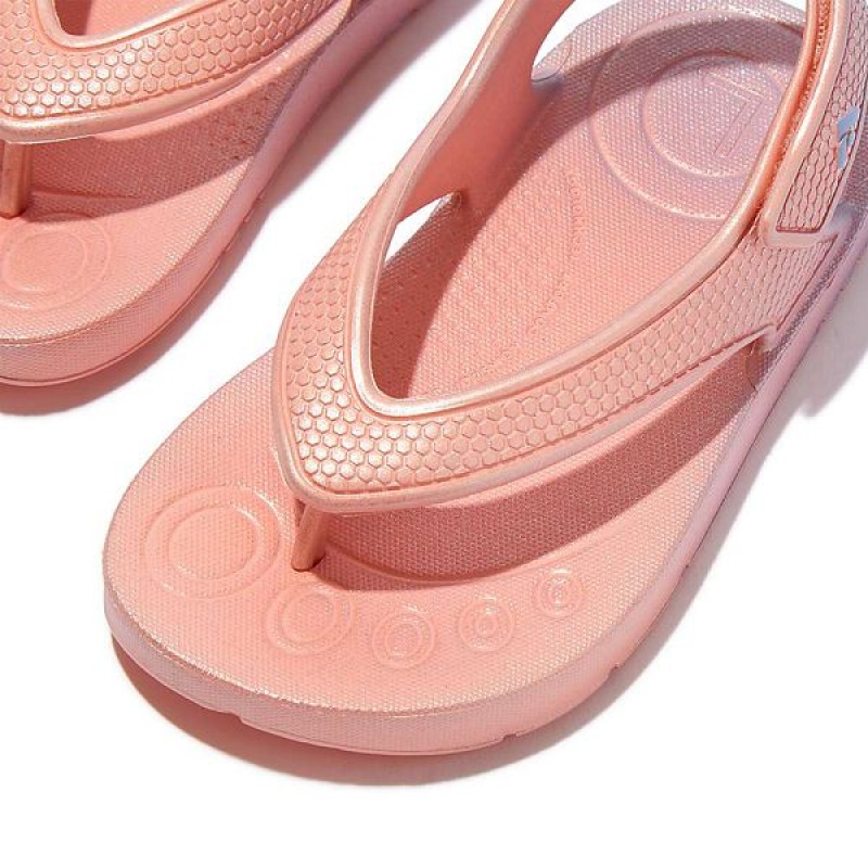 FitFlop Iqushion Toddler Iridescent Ergonomic Back-Strap Kids' Flip Flops Coral / Purple | 476SVQODI