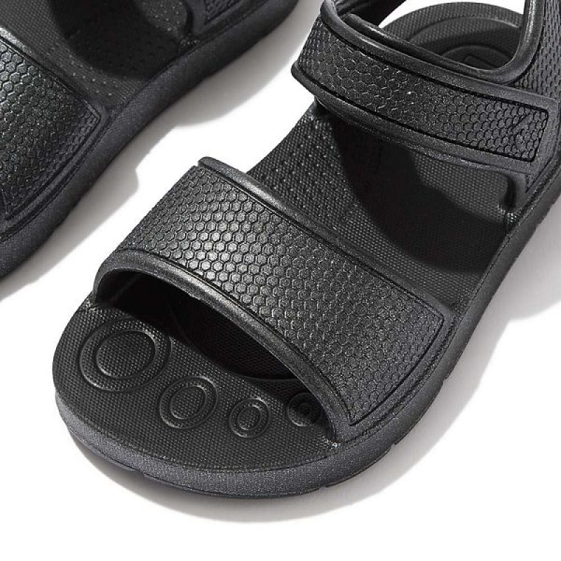 FitFlop Iqushion Toddler Shimmer Ergonomic Back-Strap Kids' Sandals Black | 958HXVAGJ