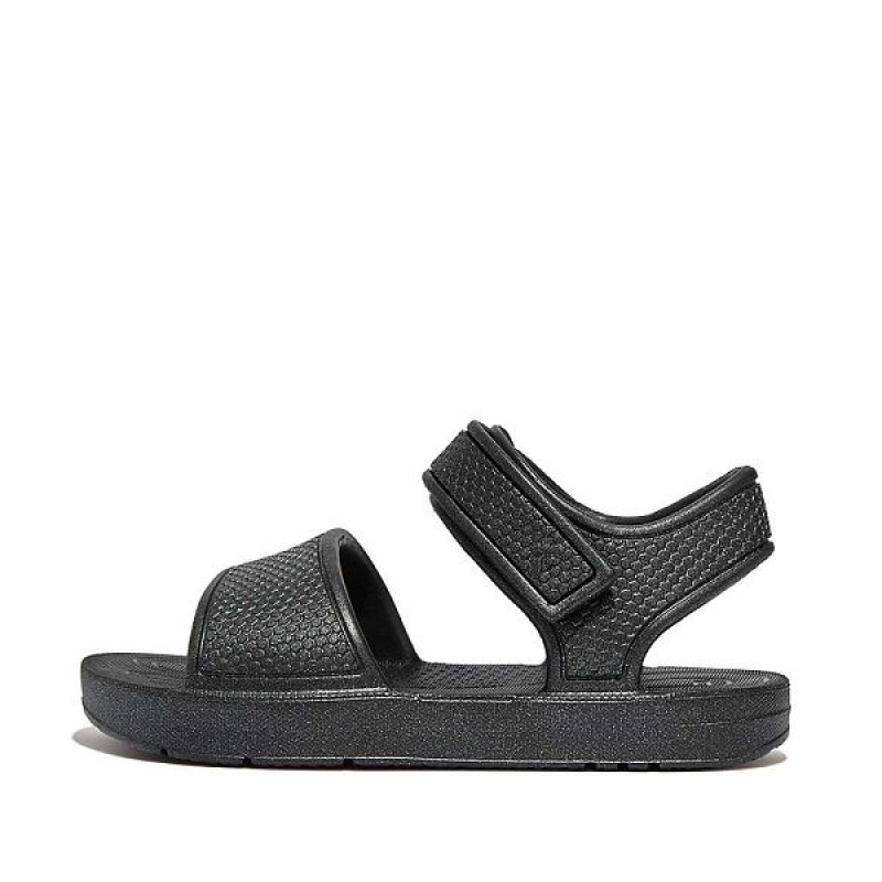 FitFlop Iqushion Toddler Shimmer Ergonomic Back-Strap Kids\' Sandals Black | 958HXVAGJ