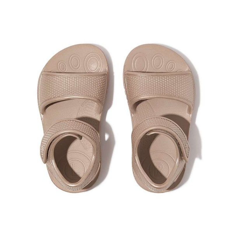 FitFlop Iqushion Toddler Shimmer Ergonomic Back-Strap Kids' Sandals Rose Gold | 569MUHKZG