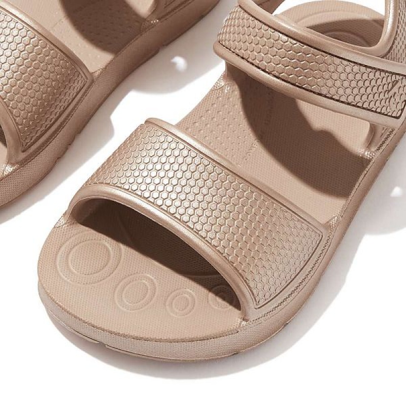 FitFlop Iqushion Toddler Shimmer Ergonomic Back-Strap Kids' Sandals Rose Gold | 569MUHKZG