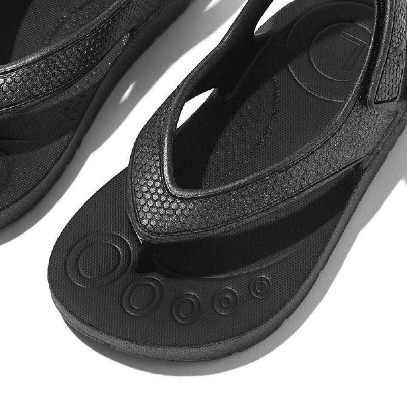 FitFlop Iqushion Toddler Shimmer Ergonomic Back-Strap Kids' Flip Flops Black | 246DBVRWM