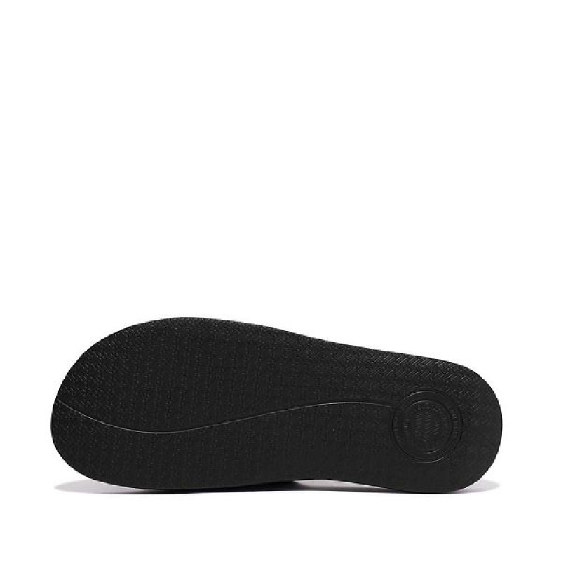 FitFlop Iqushion Two Bar Buckle Men's Slides Black | 591TQCESB