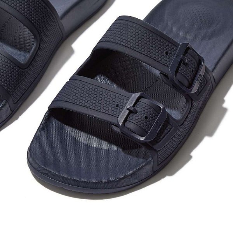 FitFlop Iqushion Two Bar Buckle Women's Slides Navy | 543IURMVX