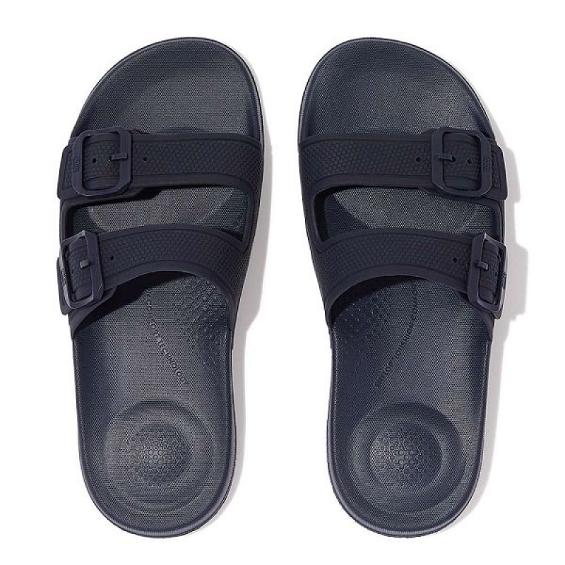 FitFlop Iqushion Two Bar Buckle Women's Slides Navy | 543IURMVX