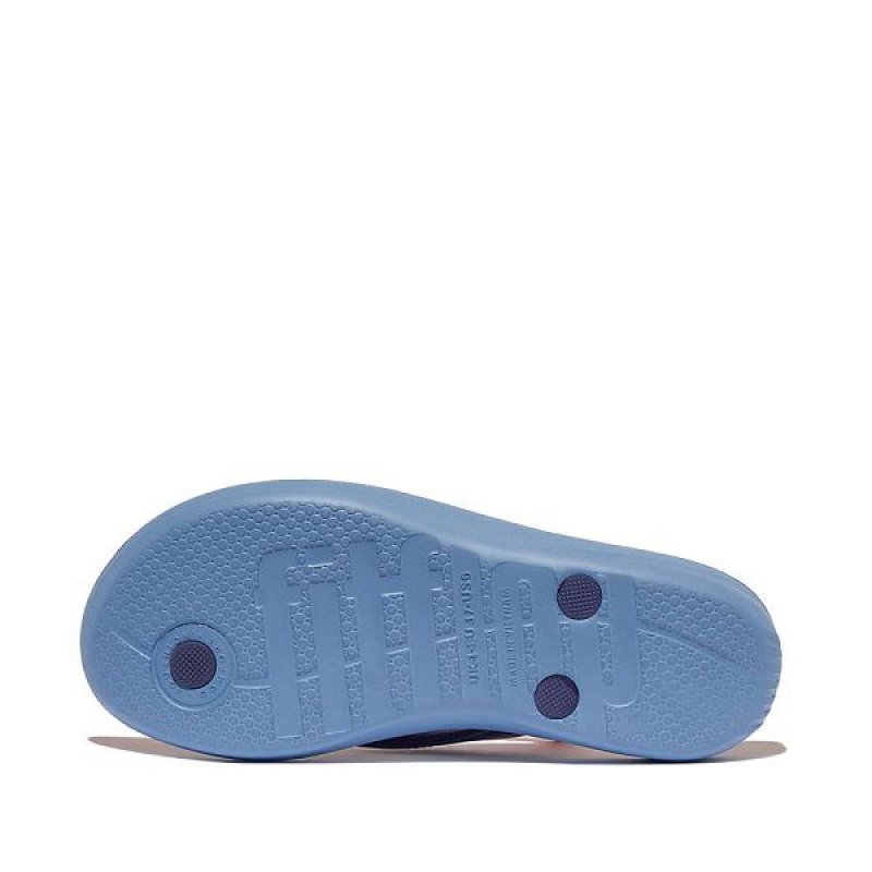 FitFlop Iqushion X Jim Thompson Limited Edition Leather Women's Flip Flops Blue | 890AGHQMP