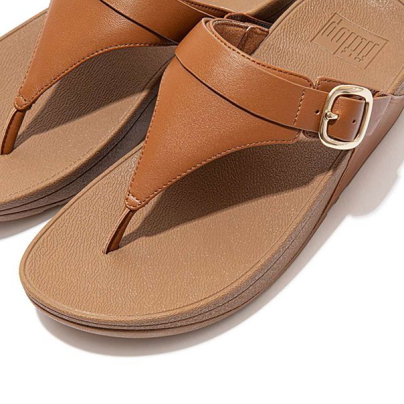 FitFlop Lulu Adjustable Leather Toe-Post Women's Sandals Light Brown | 105QJFOLC