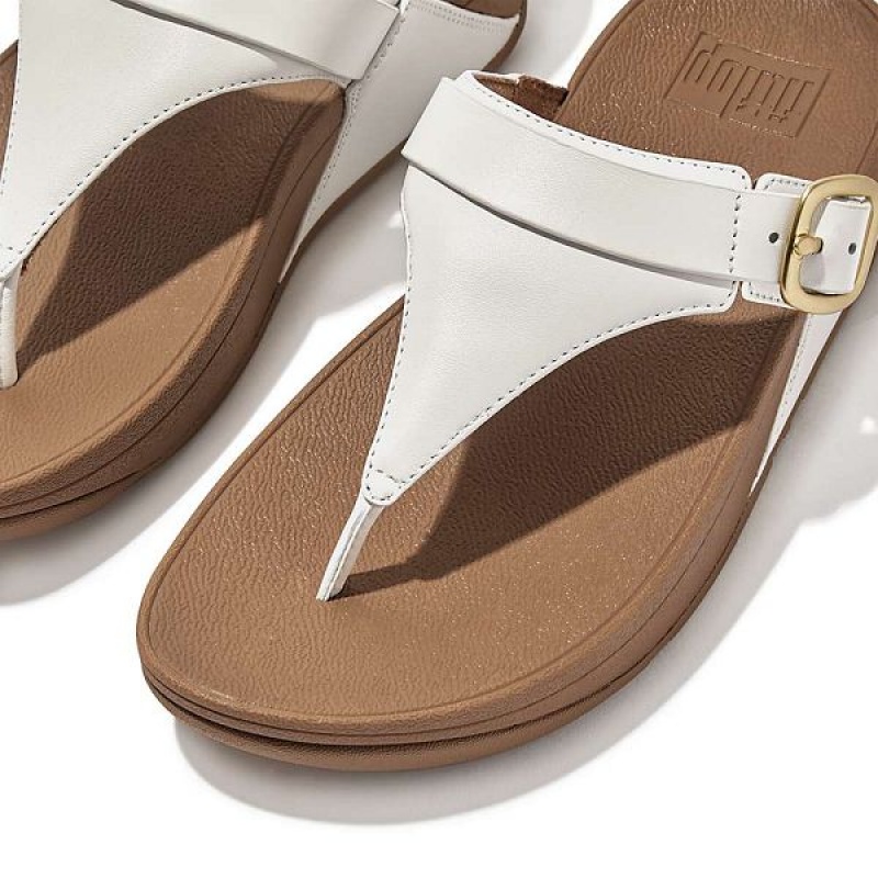 FitFlop Lulu Adjustable Leather Toe-Posts Women's Sandals White | 196BPJLIT