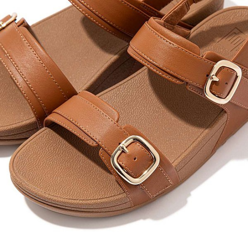 FitFlop Lulu Adjustable Leather Women's Sandals Light Brown | 806YSDKWE